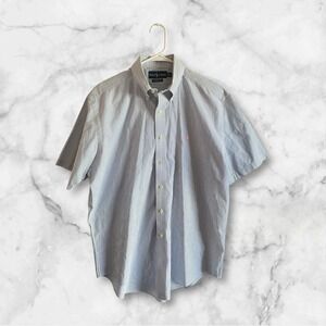 Ralph Lauren Men's blue & white  Button down shirt Large
